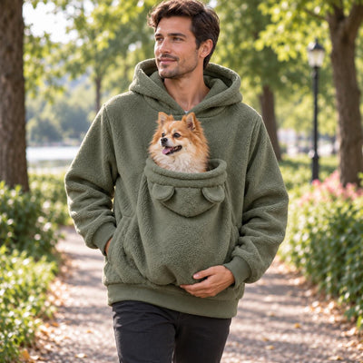 Pet Carrier Hoodie for women and men, Teddy Fleece Kangaroo Pouch Sweatshirt for Small Dogs &amp; Cats, Warm and Cozy Winter Pullover
