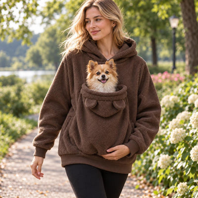 Pet Carrier Hoodie for women and men, Teddy Fleece Kangaroo Pouch Sweatshirt for Small Dogs &amp; Cats, Warm and Cozy Winter Pullover