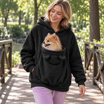 Pet Carrier Hoodie for women and men, Teddy Fleece Kangaroo Pouch Sweatshirt for Small Dogs &amp; Cats, Warm and Cozy Winter Pullover