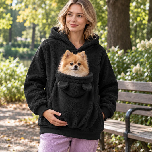 Pet Carrier Hoodie for women and men, Teddy Fleece Kangaroo Pouch Sweatshirt for Small Dogs &amp; Cats, Warm and Cozy Winter Pullover