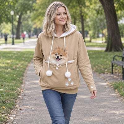 Pet Carrier Hoodie for Small Dogs &amp; Cats, Women's and Men's Fleece Kangaroo Pouch Sweatshirt, Hands Free Dog Sling, Cozy Winter Pullover, Pet Mom and Dad Gift