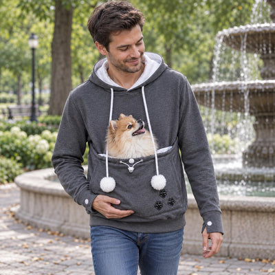 Pet Carrier Hoodie for Small Dogs &amp; Cats, Women's and Men's Fleece Kangaroo Pouch Sweatshirt, Hands Free Dog Sling, Cozy Winter Pullover, Pet Mom and Dad Gift