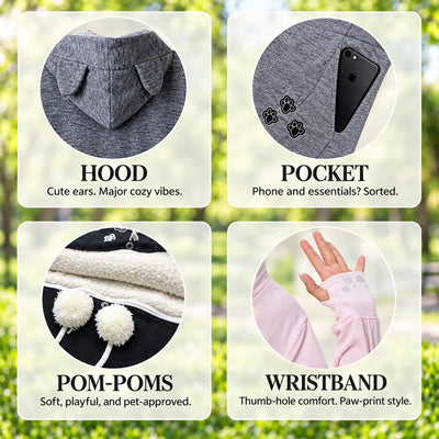 Pet Carrier Hoodie for Small Dogs &amp; Cats, Women's and Men's Fleece Kangaroo Pouch Sweatshirt, Hands Free Dog Sling, Cozy Winter Pullover, Pet Mom and Dad Gift