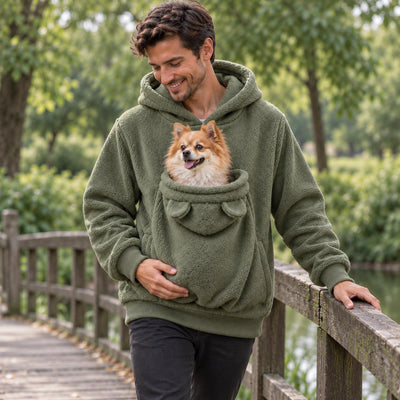Pet Carrier Hoodie for women and men, Teddy Fleece Kangaroo Pouch Sweatshirt for Small Dogs &amp; Cats, Warm and Cozy Winter Pullover