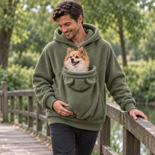 Pet Carrier Hoodie for women and men, Teddy Fleece Kangaroo Pouch Sweatshirt for Small Dogs &amp; Cats, Warm and Cozy Winter Pullover