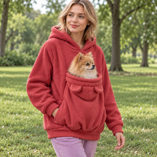 Pet Carrier Hoodie for women and men, Teddy Fleece Kangaroo Pouch Sweatshirt for Small Dogs &amp; Cats, Warm and Cozy Winter Pullover