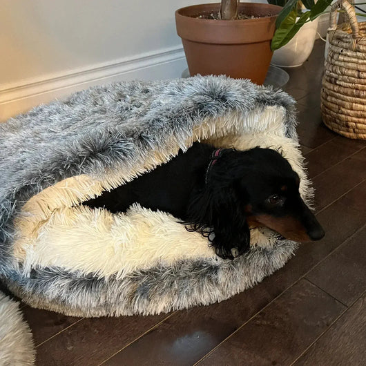 Komavic Plush Hooded Cocoon Pet Bed