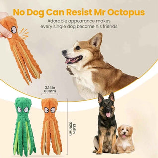 Komavic Squeaky Crinkle Octopus Dog Toy