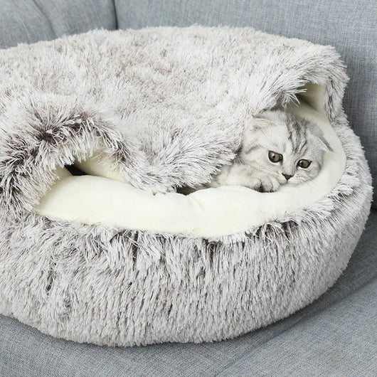 Komavic Plush Hooded Cocoon Pet Bed