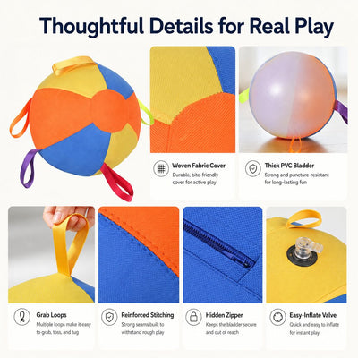 Inflatable Dog Play Ball Chase & Tug Toy