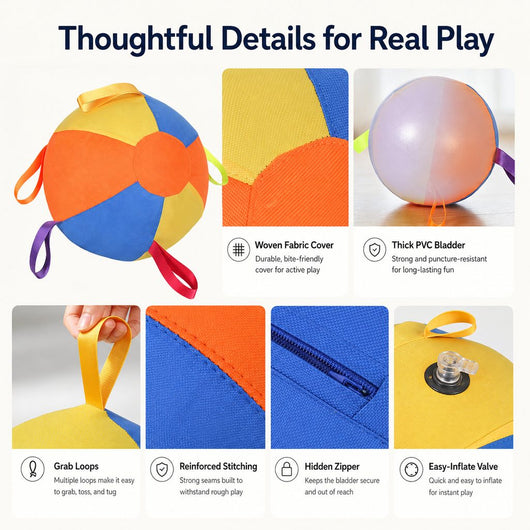 Inflatable Dog Play Ball Chase & Tug Toy