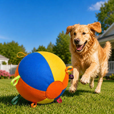 Inflatable Dog Play Ball Chase & Tug Toy