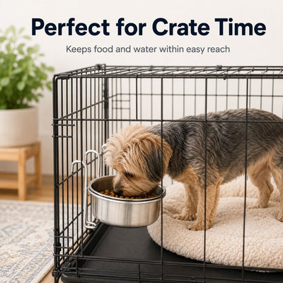 Komavic Hanging Pet Bowl No-Spill Crate Feeding