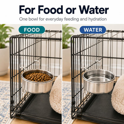 Komavic Hanging Pet Bowl No-Spill Crate Feeding