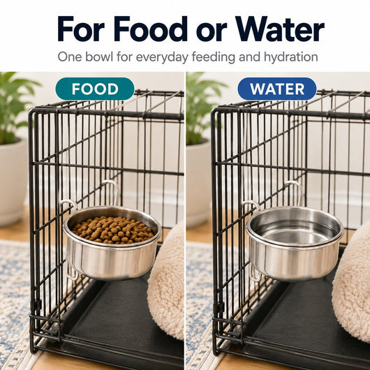 Komavic Hanging Pet Bowl No-Spill Crate Feeding