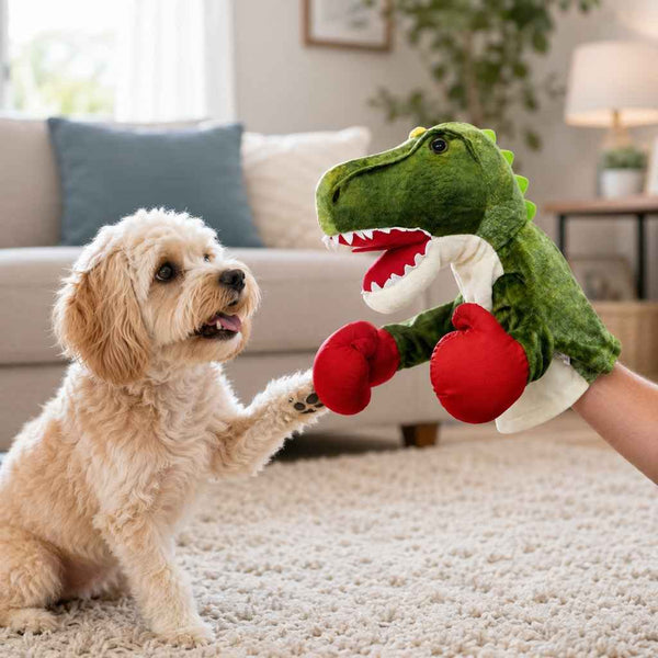 Paws in Awe Interactive Boxing Pet Puppet for Indoor Play – Squeeze-to-Punch Sound Toy for Bored Dogs & Cats
