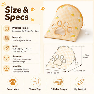 Komavic Cat Crinkle Play Sack Hide Pounce & Play