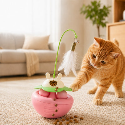 Komavic Wobble Cat Toy Treat Dispenser & Feather Teaser