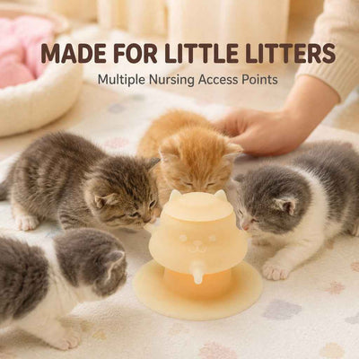 Paws in Awe 4-Nipple Silicone Nursing Feeder for Kittens & Puppies - Easier Litter Feeding with a Suction Base