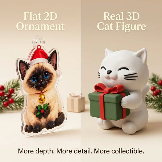 Komavic 3D Cat Advent Calendar compare with 2D acrylic ornament