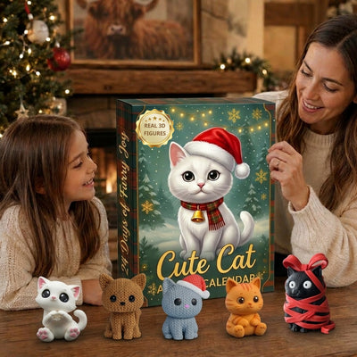 Komavic 3D Cat Advent Calendar with 24 Unique Christmas Cat Figures