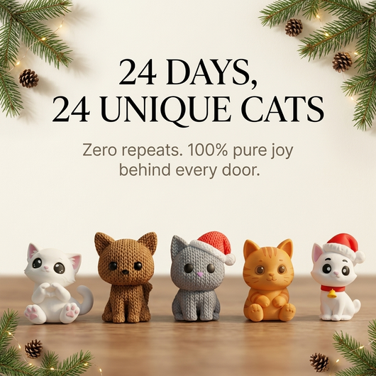 Komavic 3D Cat Advent Calendar with 24 Unique Christmas Cat Figures