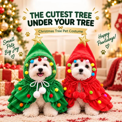 Komavic Christmas Tree Pet Cape for Small Dogs & Cats