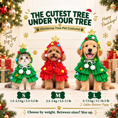 Komavic Christmas Tree Pet Cape for Small Dogs & Cats