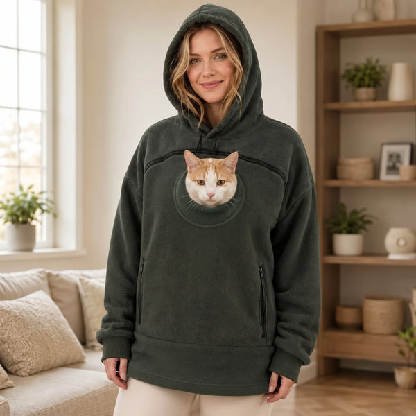 Komavic Hands-Free Pet Carrier Hoodie – Front Pouch for Cats & Small Dogs