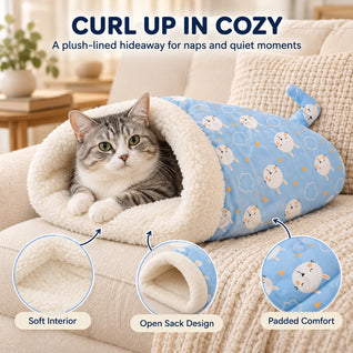 Komavic Plush Pet Sleeping Bag for Cats & Small Dogs