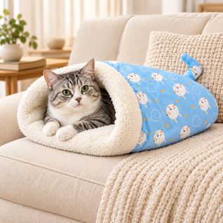 Komavic Plush Pet Sleeping Bag for Cats & Small Dogs