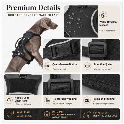 Paws in Awe AirTag-Compatible Escape-Resistant Dog Harness for Outdoor Walks - Secure Control for Dogs That Pull