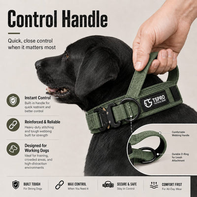 Komavic Tactical Dog Collar with Handle & AirTag Holder
