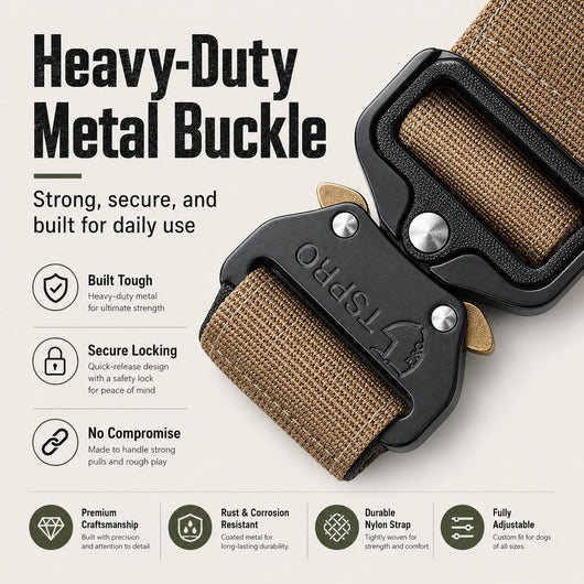 Komavic Tactical Dog Collar with Handle & AirTag Holder