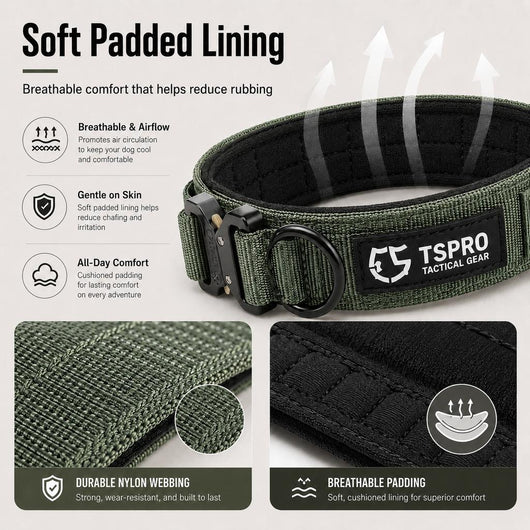 Komavic Tactical Dog Collar with Handle & AirTag Holder
