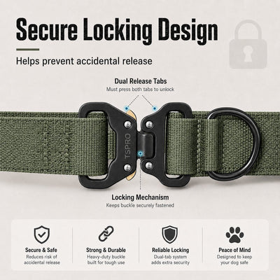 Komavic Tactical Dog Collar with Handle & AirTag Holder