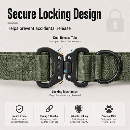 Komavic Tactical Dog Collar with Handle & AirTag Holder