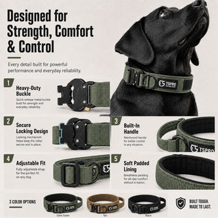 Komavic Tactical Dog Collar with Handle & AirTag Holder