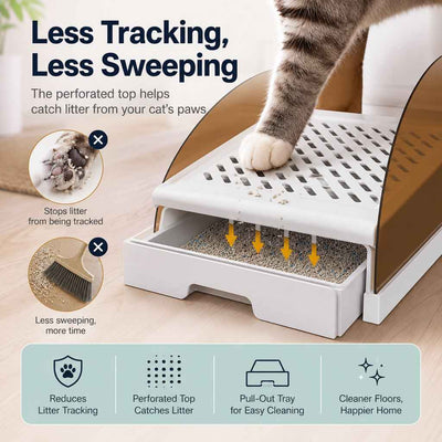 Adjustable Cat Litter Box Step with Pull-Out Tray