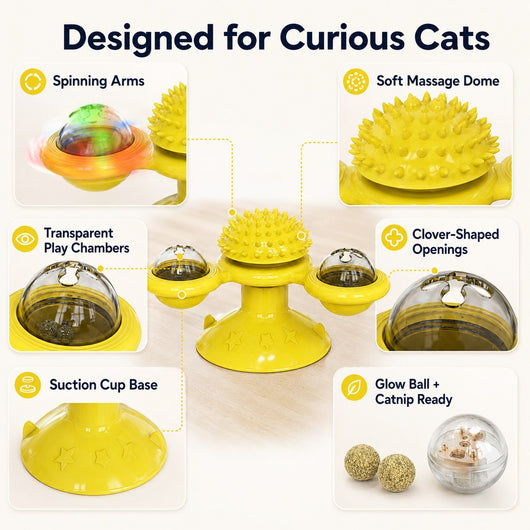 Komavic Spinning Cat Windmill Toy