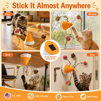 Komavic Rotating Cat Teaser Toy 360° Interactive Play