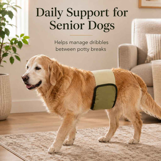 Paws in Awe 3-Pack Washable Male Dog Belly Bands for Indoor Marking & Senior Dribbles - Reusable Dog Diaper Wraps to Protect Floors & Furniture