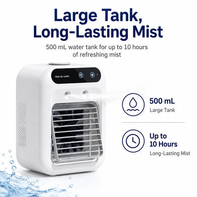 Mini Air Cooler with Dual Mist & 2 Fan Speeds