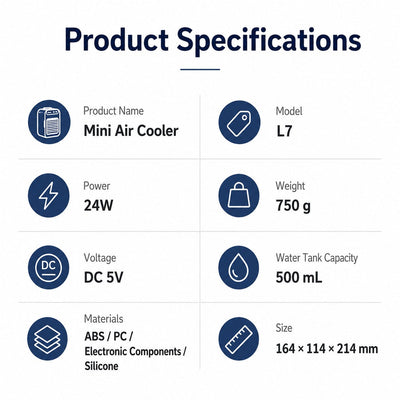 Mini Air Cooler with Dual Mist & 2 Fan Speeds