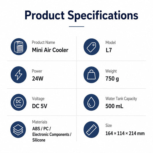 Mini Air Cooler with Dual Mist & 2 Fan Speeds