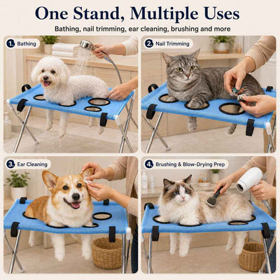 Paws in Awe Foldable Pet Grooming Stand for Cats & Small Dogs - Bathing & Nail Trimming Support for Less Squirming
