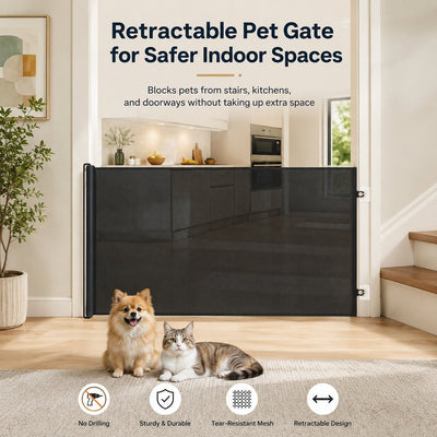 No-Drill Retractable Pet Gate for Doorways