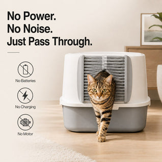 Komavic Cat Litter Box Self-Grooming Brush Door – Automatic Loose Fur Catcher for Enclosed Litter Boxes & Cleaner Homes, 2-Piece Set