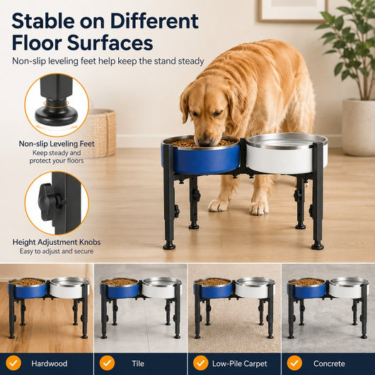 Komavic Adjustable Raised Dog Bowl Stand