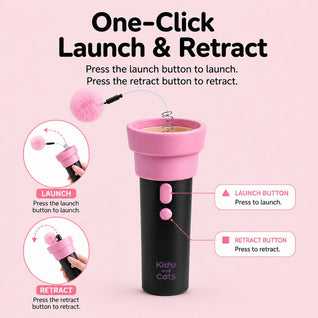 Electric Cat Teaser Launcher with One-Click Launch & Retract